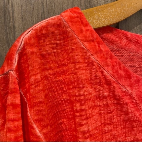 Chicos Size 3 (XL) Linen Tunic Top Long Sleeve Notch Neck Red/Orange - Picture 5 of 12